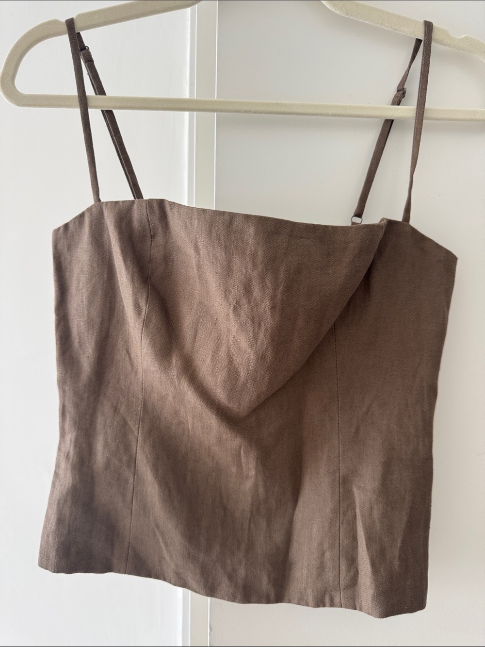 Reformation Linen Cowl Neck Spaghetti Strap Top